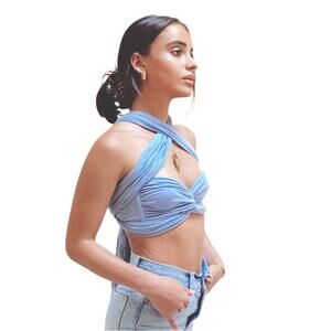 NWT Cellecci Colorful Natalie Light Blue Wrap Me Up Multiple-Style Option Scarf